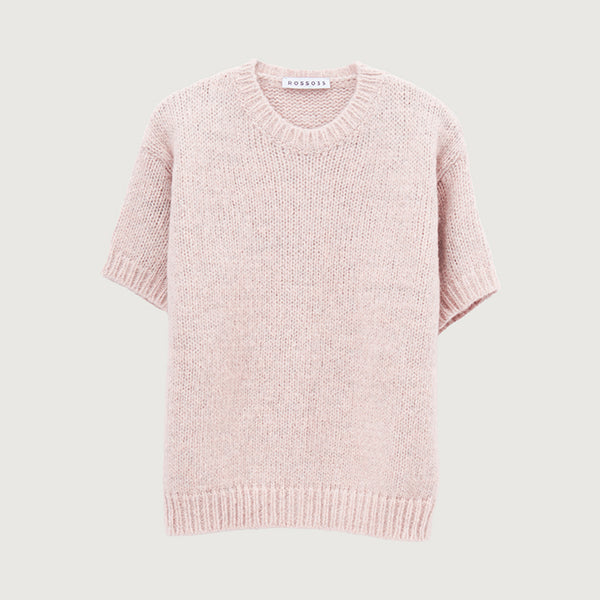ROSSO35 Short Sleeve Jumper in Powder Pink