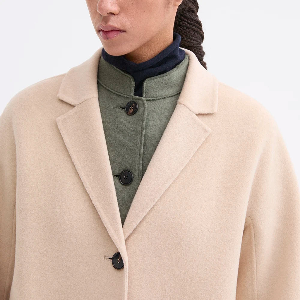ROSSO35 Double Face Wool Coat in Oatmeal
