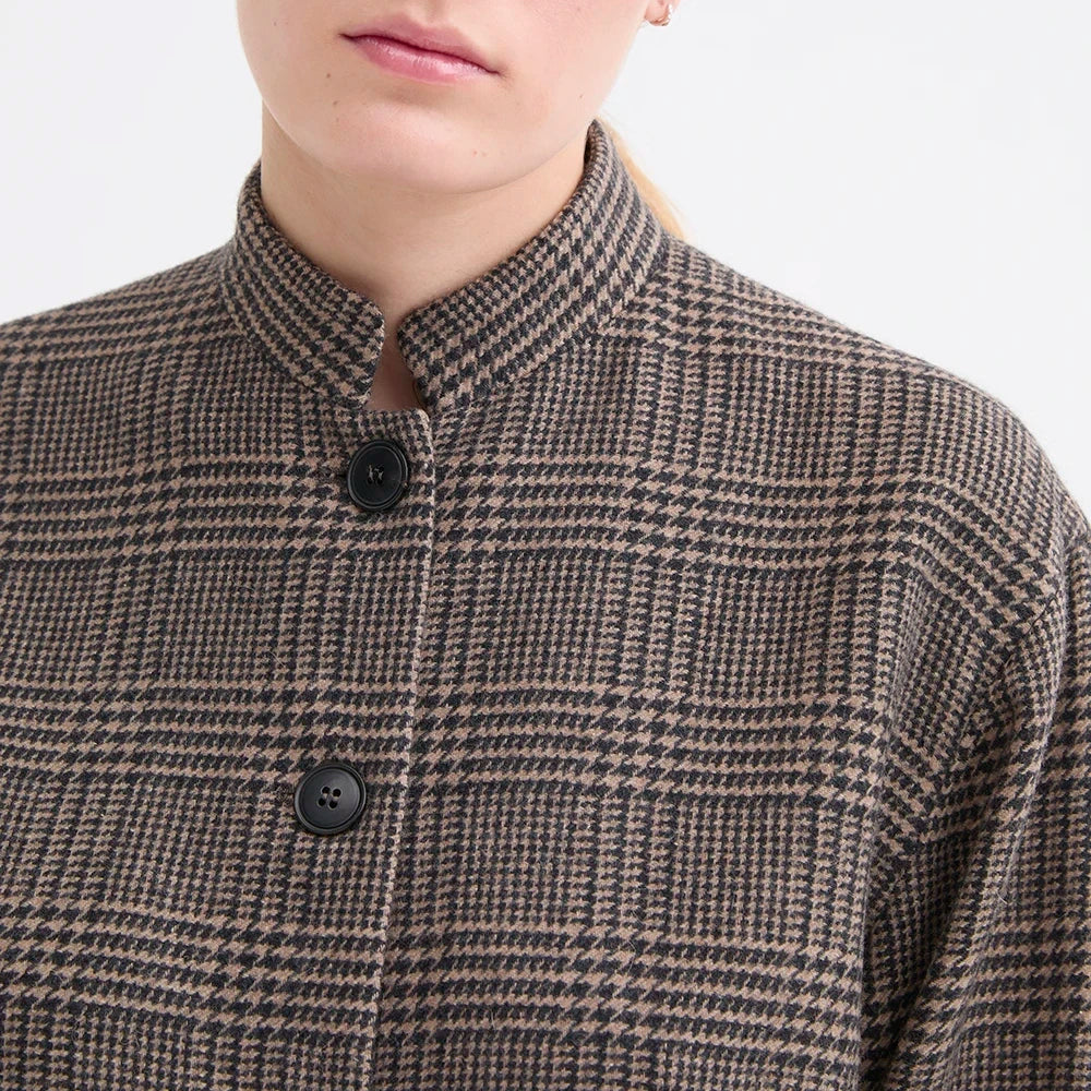 ROSSO35 Tweed Wool Jacket in Beige/Black