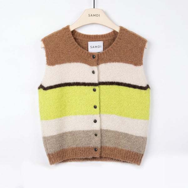 SAMDI Karlie Stripe Knitted Waistcoat in Multi Stripe