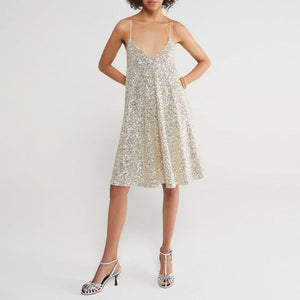 Short Sequin Dress in Silver