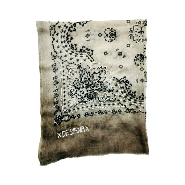 DE SIENA Ombre Paisley Embroidered Scarf in Beige