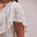 FAUNE Seville Cotton Lurex Dobby Stripe Dress in Vintage White