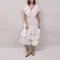 FAUNE Seville Cotton Lurex Dobby Stripe Dress in Vintage White