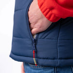BILLYBELT Sleeveless Two-Fabric Sherpa Jacket in Ivory and Navy