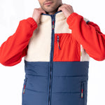 BILLYBELT Sleeveless Two-Fabric Sherpa Jacket in Ivory and Navy