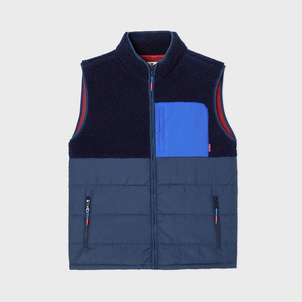 BILLYBELT Sleeveless Two-Fabric Sherpa Jacket in Navy