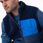BILLYBELT Sleeveless Two-Fabric Sherpa Jacket in Navy