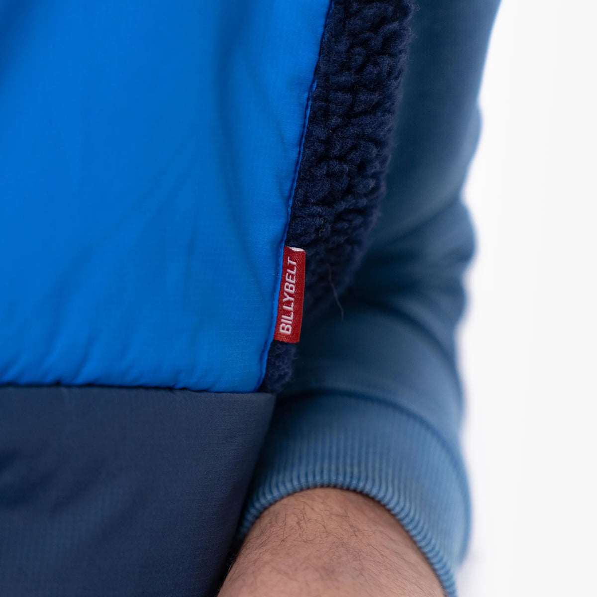 BILLYBELT Sleeveless Two-Fabric Sherpa Jacket in Navy