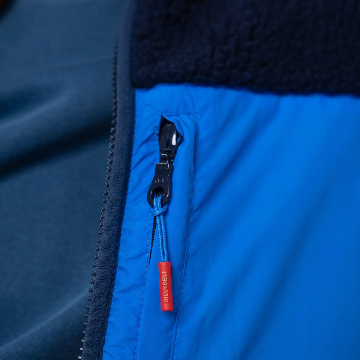 BILLYBELT Sleeveless Two-Fabric Sherpa Jacket in Navy