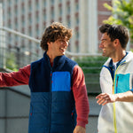 BILLYBELT Sleeveless Two-Fabric Sherpa Jacket in Navy
