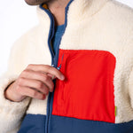 BILLYBELT Two-Fabric Sherpa Jacket in Ivory and Navy