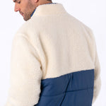 BILLYBELT Two-Fabric Sherpa Jacket in Ivory and Navy