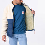 BILLYBELT Two-Fabric Sherpa Jacket in Ivory and Navy