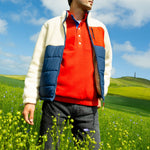 BILLYBELT Two-Fabric Sherpa Jacket in Ivory and Navy