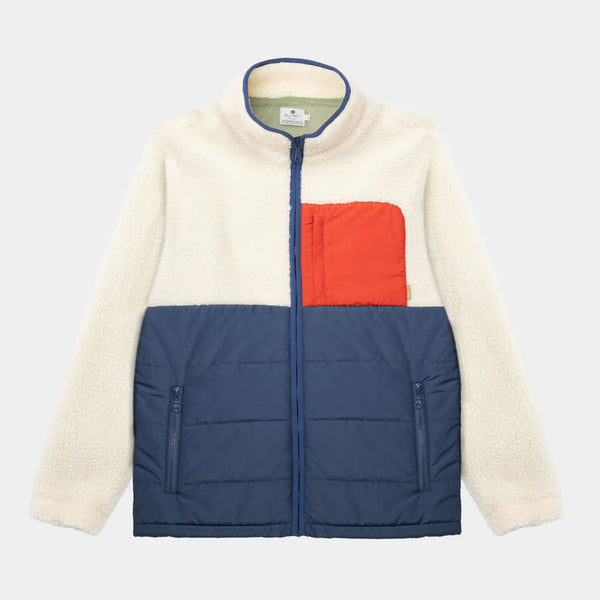 BILLYBELT Two-Fabric Sherpa Jacket in Ivory and Navy