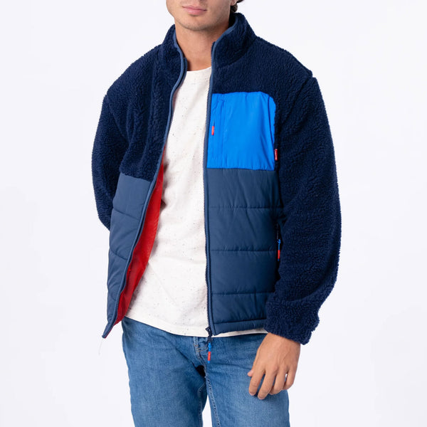 BILLYBELT Two-Fabric Sherpa Jacket in Navy