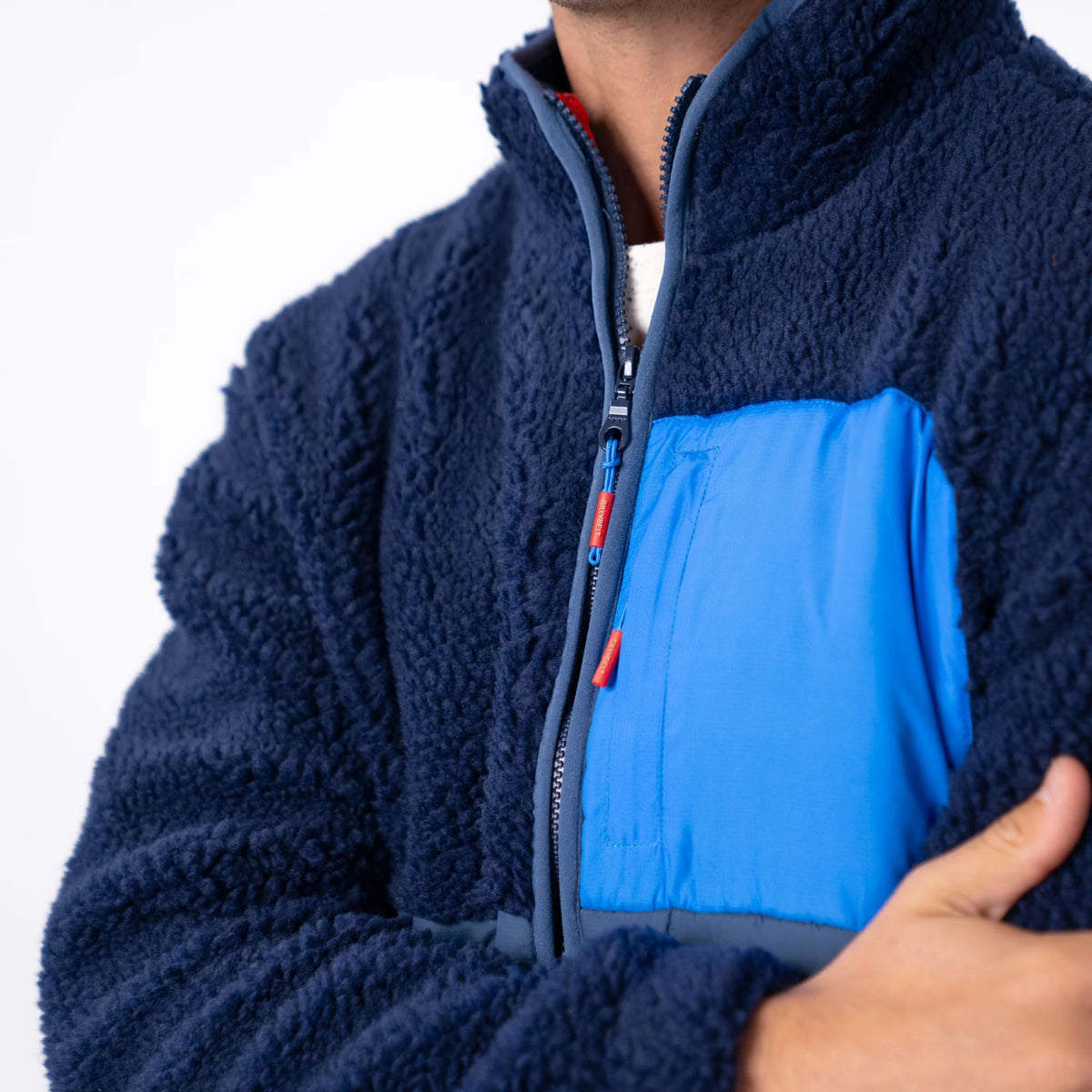 BILLYBELT Two-Fabric Sherpa Jacket in Navy