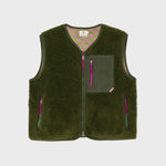 BILLYBELT Women’s Sleeveless Sherpa Zip Jacket in Khaki