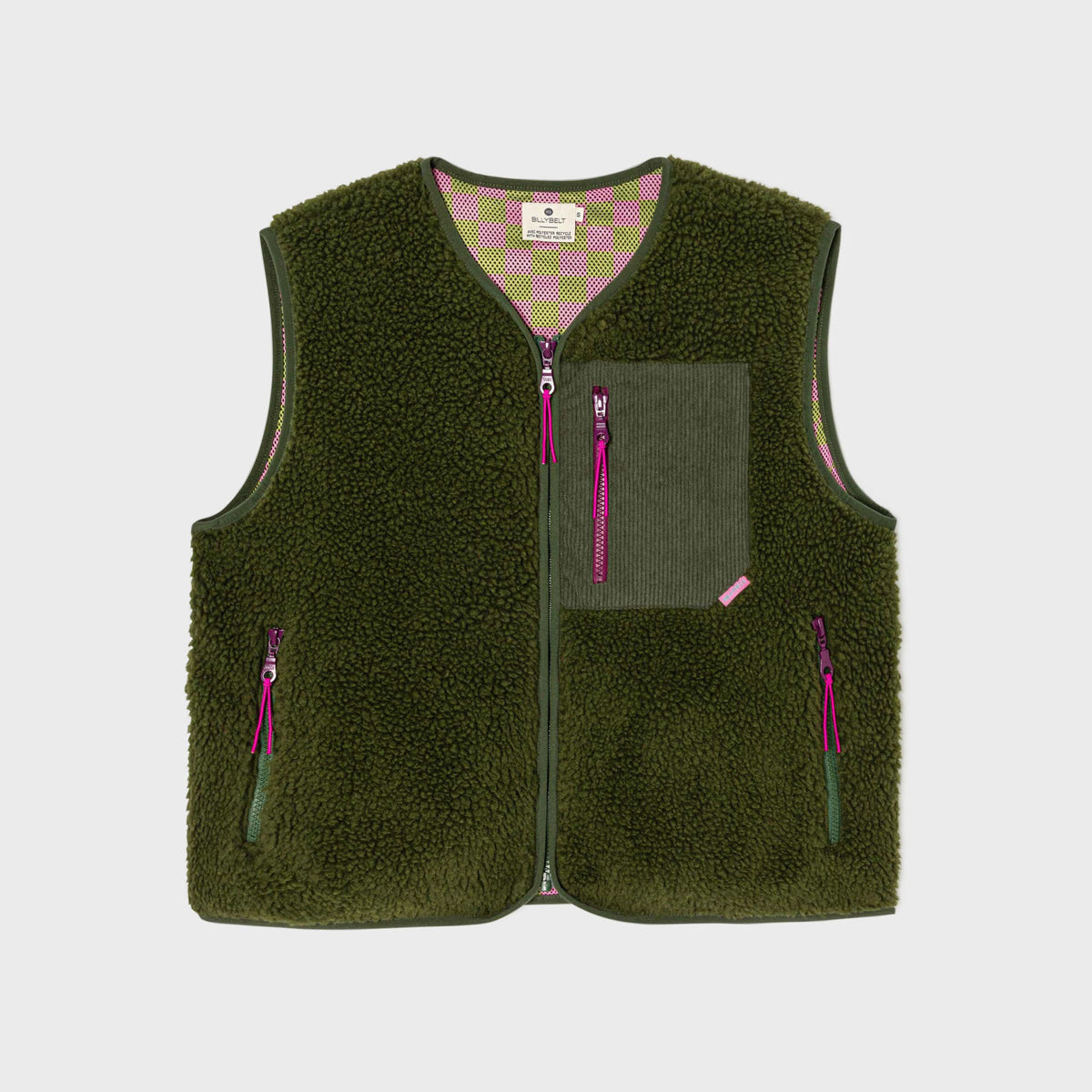 BILLYBELT Women’s Sleeveless Sherpa Zip Jacket in Khaki