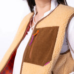 BILLYBELT Women’s Sleeveless Sherpa Zip Jacket in Beige