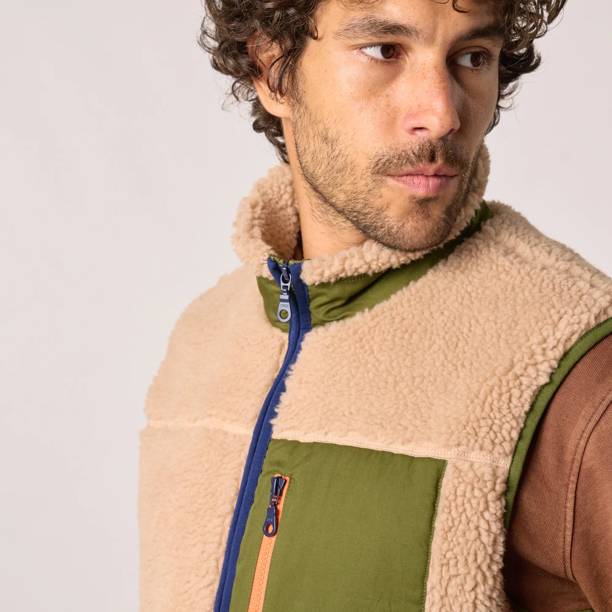 BILLYBELT Sleeveless Sherpa Gilet Jacket in Natural