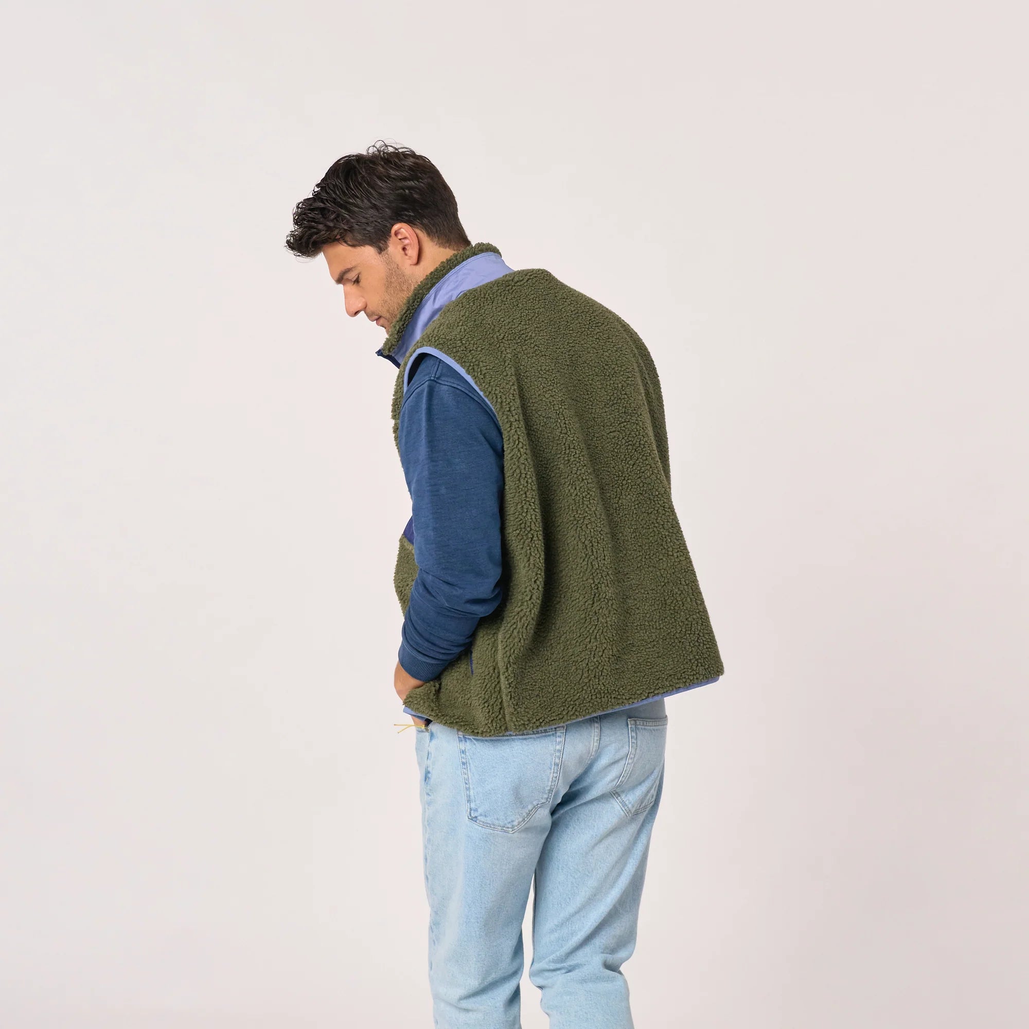 BILLYBELT Sleeveless Sherpa Gilet Jacket in Light Khaki