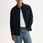 WAX LONDON Shelly Long Sleeve Dobby Check Shirt in Navy/Black