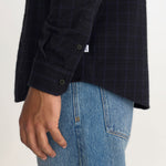 WAX LONDON Shelly Long Sleeve Dobby Check Shirt in Navy/Black