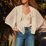FAUNE Rae Bed Jacket  in Vintage White