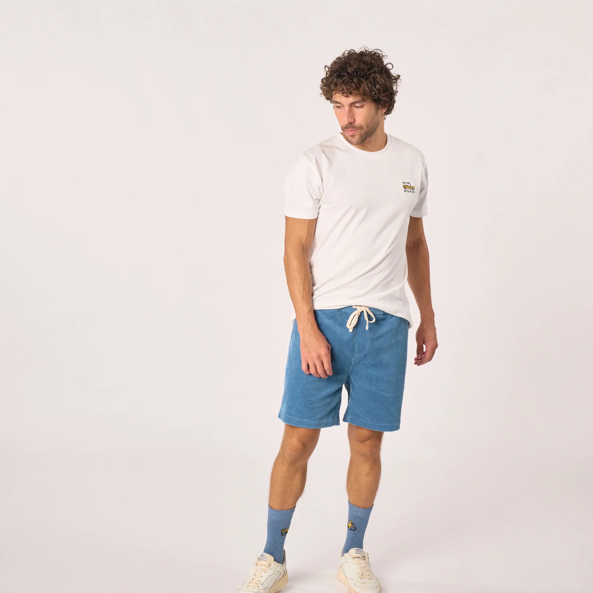 BILLYBELT Velvet Shorts in Denim Blue