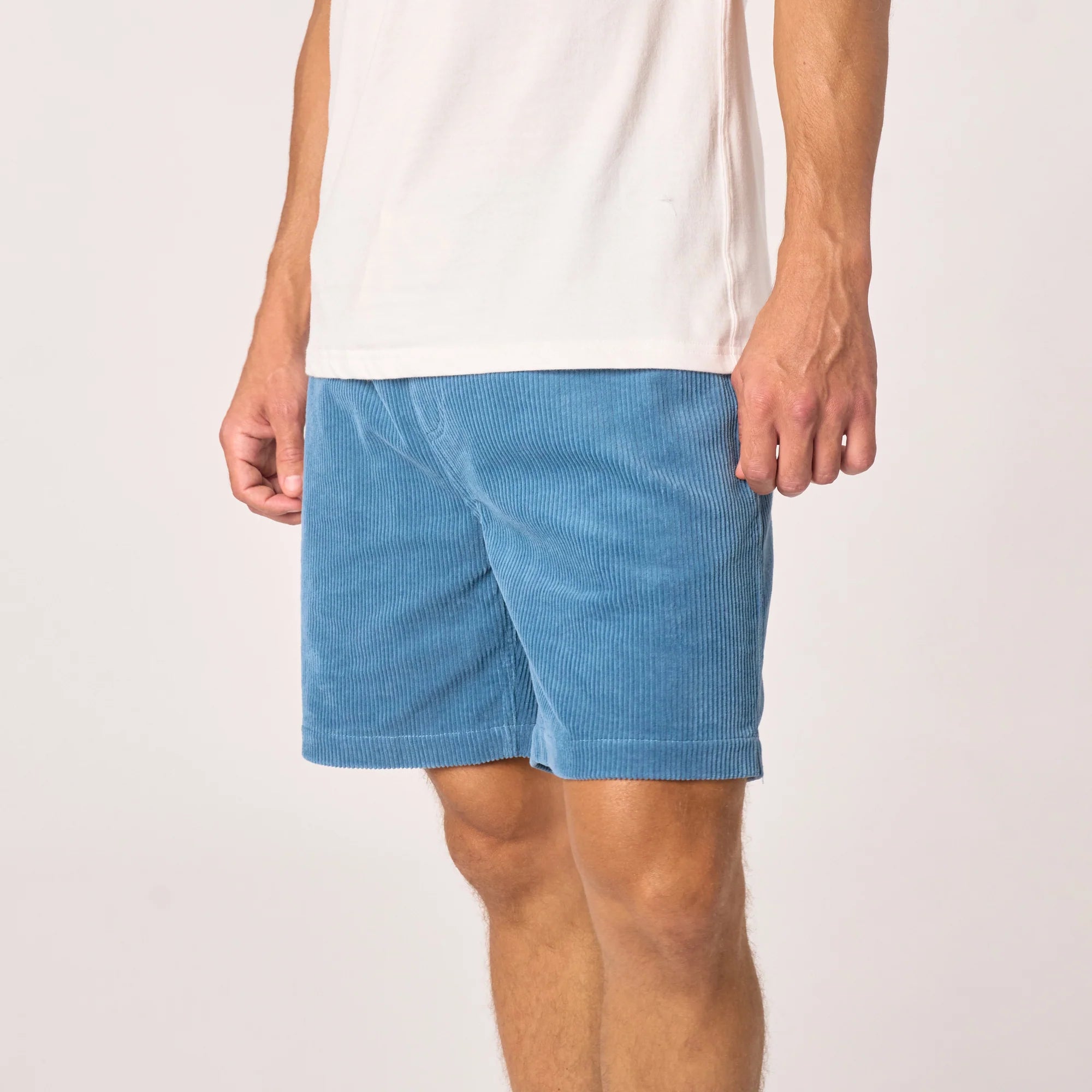 BILLYBELT Velvet Shorts in Denim Blue