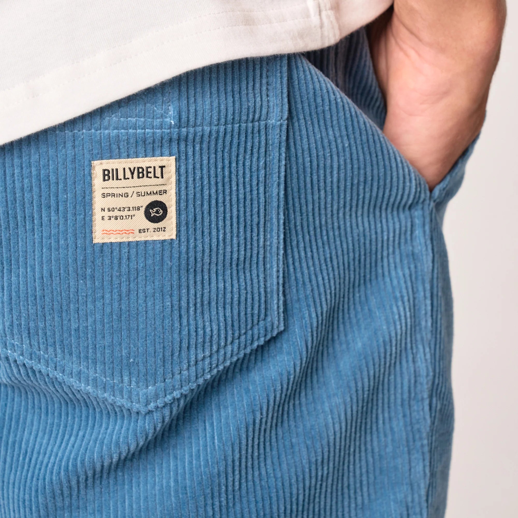 BILLYBELT Velvet Shorts in Denim Blue