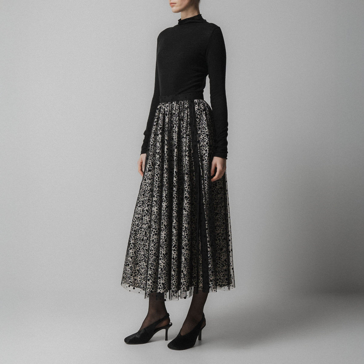 EMIN PAUL Layered Skirt in Black Flower