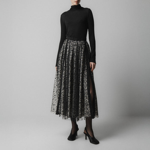 EMIN PAUL Layered Skirt in Black Flower