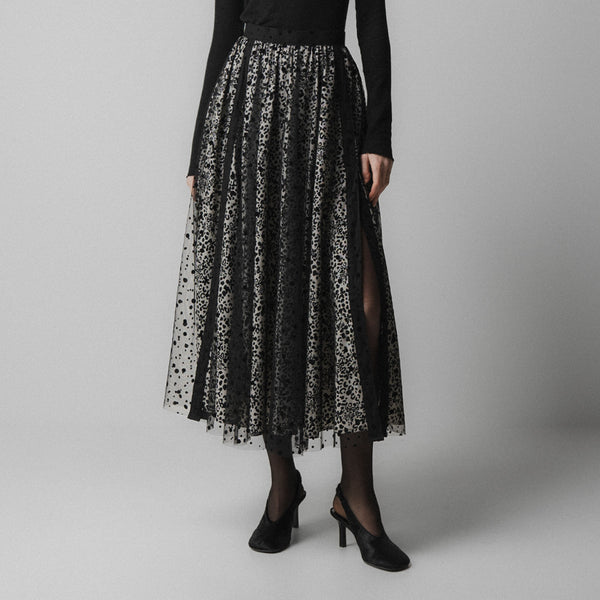 EMIN PAUL Layered Skirt in Black Flower