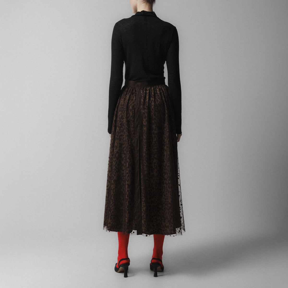 EMIN PAUL Layered Skirt in Brown Leopard