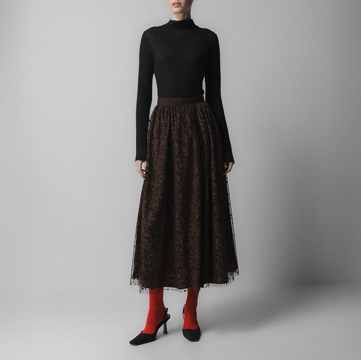 EMIN PAUL Layered Skirt in Brown Leopard