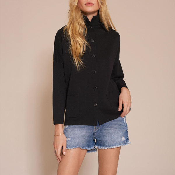 SIBINLINNEBJERG Spring Merino Blend Cardigan in Navy