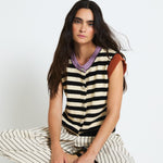 SOPHIE + LUCIE Marinero Knitted Striped Sailor Vest in Black