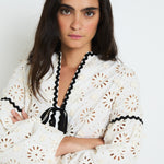 SOPHIE + LUCIE Cristina Die-Cut Flower Blouse in Cream