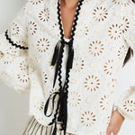 SOPHIE + LUCIE Cristina Die-Cut Flower Blouse in Cream