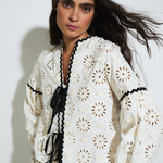 SOPHIE + LUCIE Cristina Die-Cut Flower Blouse in Cream