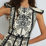 SOPHIE + LUCIE Christian Embroidered Dress in Cream/Black