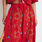 SOPHIE + LUCIE Amapola Embroidered Skirt in Red
