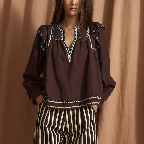 SOPHIE + LUCIE Katmandu Twill Blouse in Brown