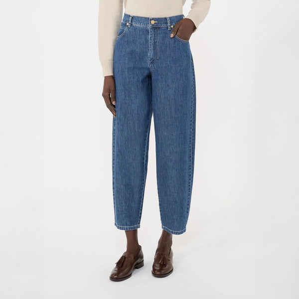 S MAX MARA SMMAsia Cotton Denim Candle-leg Jeans in Midnight Blue