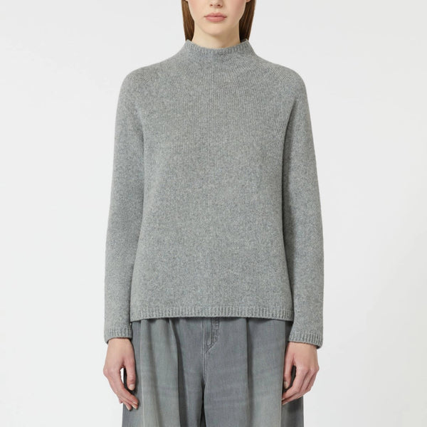 S MAX MARA SMMLord Wool & Cashmere Yarn Polo-Neck Sweater in Kaki