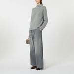S MAX MARA SMMLord Wool & Cashmere Yarn Polo-Neck Sweater in Kaki
