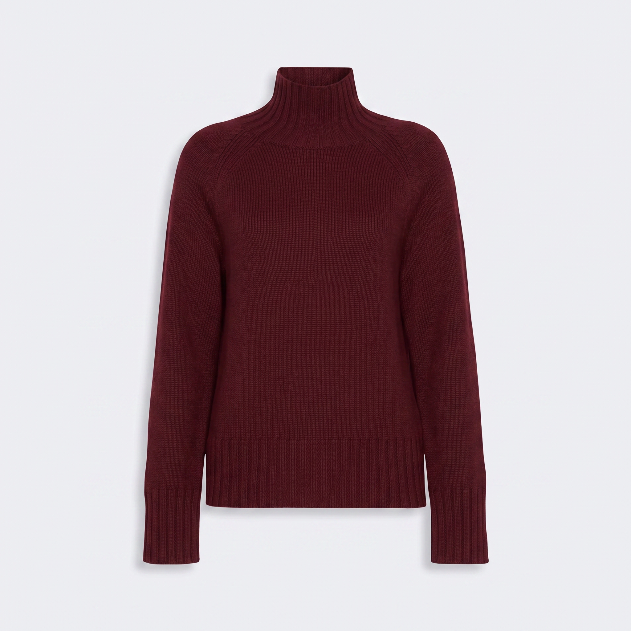 S MAX MARA SMMMantova Wool and Cashmere Yarn Polo Neck Sweater in Bordeaux